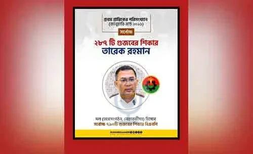 ৩ মাসে ২৮৭টি গুজবের শিকার তারেক রহমান; দল হিসেবে বিএনপি ৭৯০